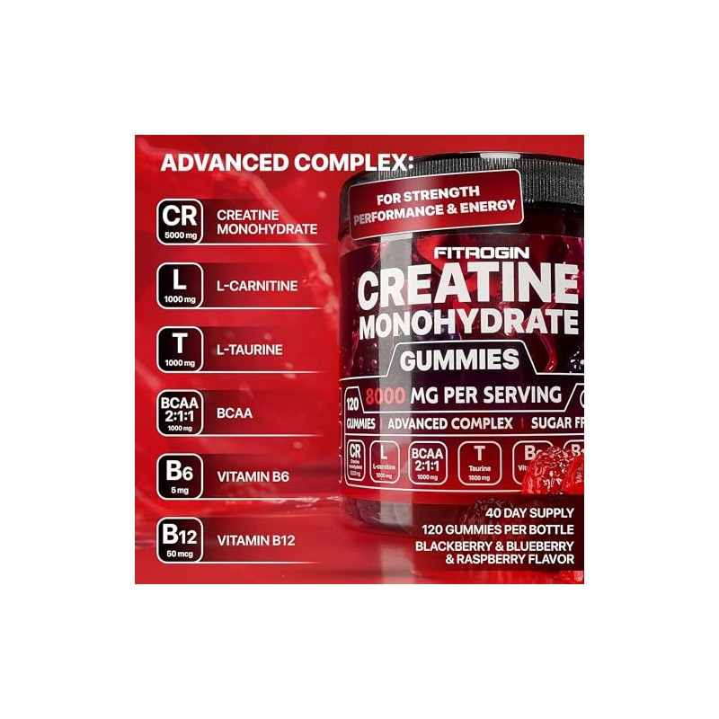 Creatine Monohydrate Gummies 120 Count - Creatine Gummies for Men