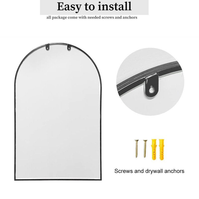 Dewfig Arched Window Wall Mirror, 30"x20" Window Pane Mirrors, Vanity