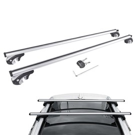 Getanye 55 Inch Universal Aluminum Luggage Rack Crossbar Minimized Wind Noise Adjustable Roof Rack Cross Bars Fits Raised Side Rail with Gap - 200 lbs Load Capacity Aluminum Locking Crossbars