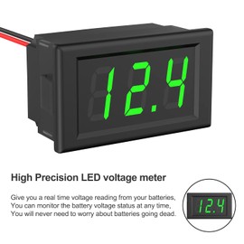 Voltmeter DC 5V~120V Mini Digital Voltmeter 0.56 Inch 2 Wires Waterproof Voltmeter LED Display for Car Truck Motorcycle Boat (Green)