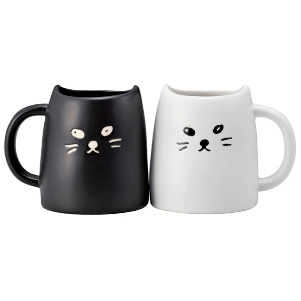 Sunart SAN2140 Cute Tableware Black Cat and White Cat Pair, Mug, 11.8 oz (320 g)