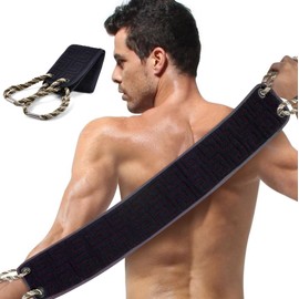 URAQT Exfoliating Back Scrubber for Shower, Back Washer with Handles, Soft Shower Bath Scrub for Women and Men, Double-Side Use Exfoliate Washcloth Bath Tool to Scrub Your Body Deeply, Extended 70cm