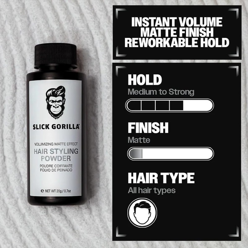 Hair styling powder, Slick Gorilla, Polvo para peinar, Brinda Volumen