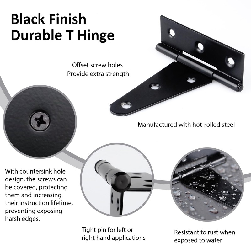 Auxdee 4 Pack 4 Inch T-Strap Shed Door Hinges Heavy