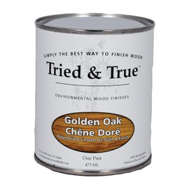 Tried & True Golden Oak Stain & Finish, Pint - Linseed Oil Wood Stain, Perfect for Home Improvement, Furniture, & Kitchen Wood Projects, Natural Wood Stain & Oily Finish, Pigmented Danish Oil