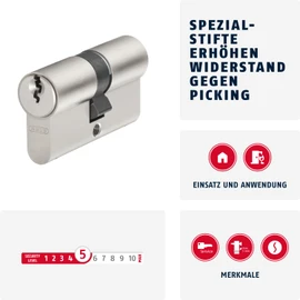 ABUS Profile Cylinder E20NP 28/28 - Door Lock for Security on House and Apartment Doors Including 3 Keys - ABUS Security Level 5