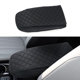 BoxCheer Armrest Box Cover for Ford Bronco Sport 2021 2022 2023 Center Console Protector Pad for Ford Escape 2020-2023 PU Leather Waterproof Mat Interior Accessories (Black Rhombus Texture)