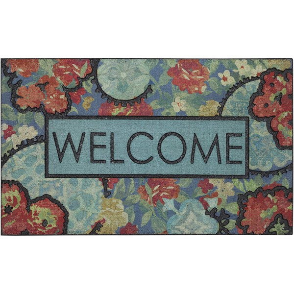 Mohawk Home Entryway Door Mat 1.5' x 2.5' All Weather Doormat Outdoor Non Slip Recycled Rubber, Ethereal Floral