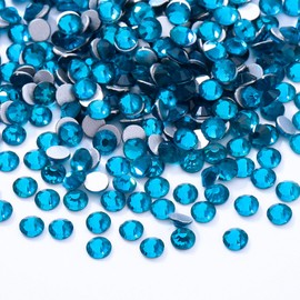 Meibite Malachite Blue Flatback Rhinestones, Glass Rhinestones for Nail Art and Craft, Glue Fix, Loose Crystal Gemstones(Malachite Blue, SS6, 2880pcs, 1.9-2.0mm)