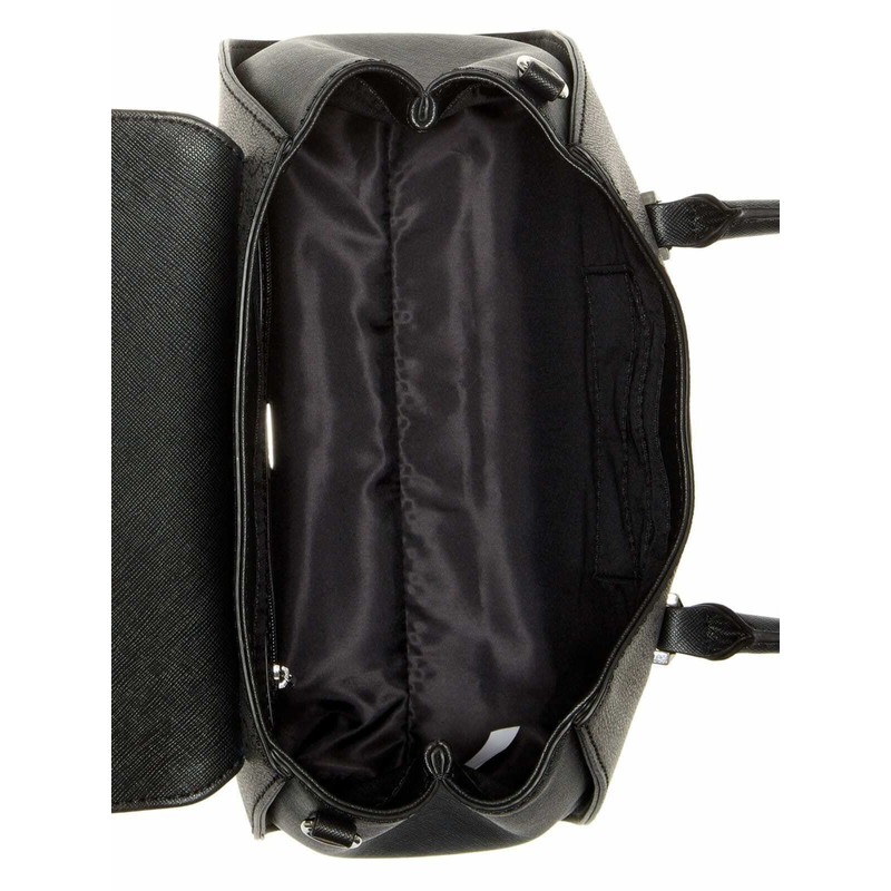 GUESS Women's Godfrey Black Logo Print Lock Charm Medium Satchel