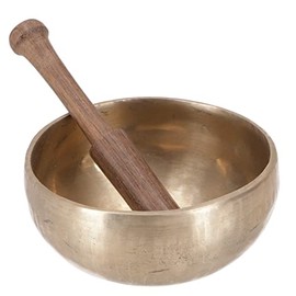 GURU SHOP Handmade Singing Bowl with Long-Lasting Tone, Tibetan Singing Bowl, 13 cm, Gold, Singing Bowls