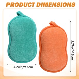 2 PCS Baby Bath Sponge Kids Bath Sponges for Infants Toddler Baths Sponge for Ultra Soft Baby Sponges Bathing Kids Babies Newborns Men Women All Skin Type (Green Orange)