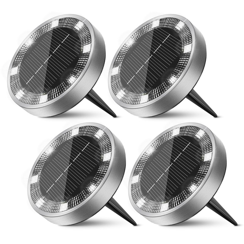 4 Packs Cool White Solar Ground Lights