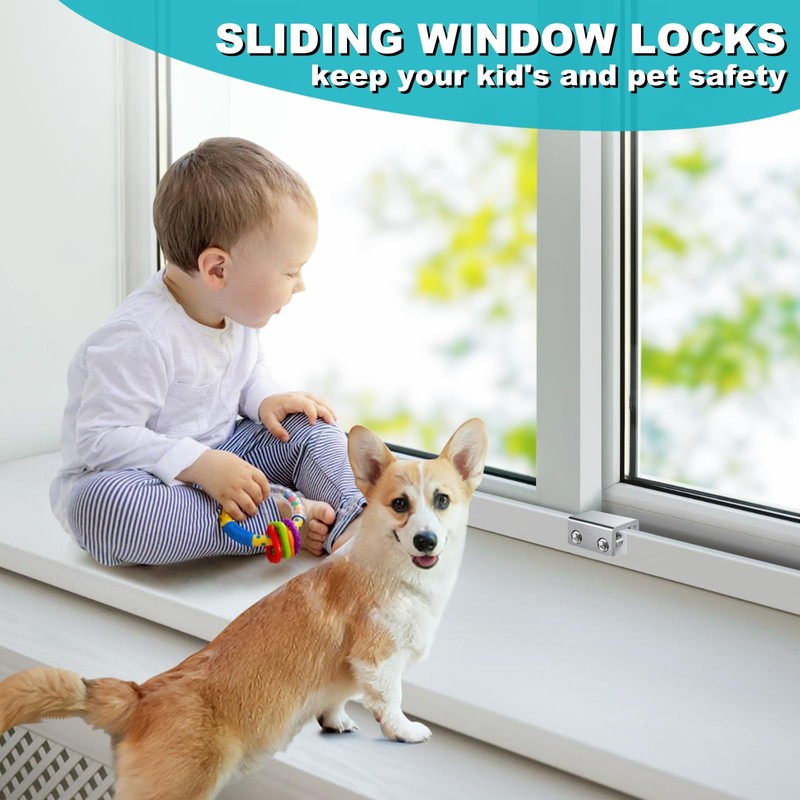 Sliding Window Locks (10 Sets), Security Window Locks with Keys,