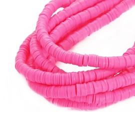 6 Strands Pink Clay Beads 6mm Polymer Clay Beads Soft Clay Beads Flat Round Clay Beads for DIY Crafts Beading Making