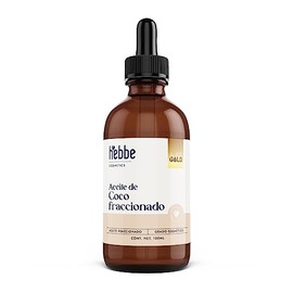 Hebbe | Aceite de Coco Fraccionado | Para uso en Mascarilla, Jabones, Cremas y Bloqueadores | Aceite de coco líquido para masajes corporales | 100 ml