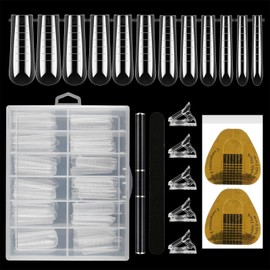 Nail Dual Forms for Polygel, 120Pcs Coffin Shape Nail Forms for Builder Gel Reusable, 12 Sizes Extension Acrylic Nail Molds Sets, Poly Nail Gel Forms False Nail Tips for Manicure Nail Art Design Salon DIY at Home