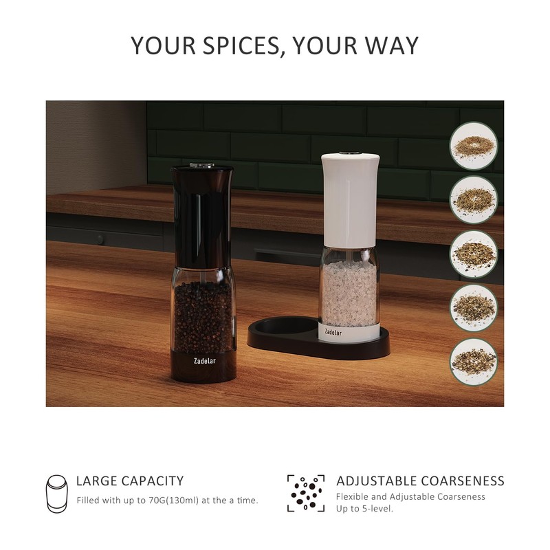 Salt and Pepper Grinder Set with LED Power Display Larger