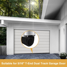 Soengsau 5/16" T-End Double Track Garage Door Bottom Weatherstripping, 16.4FT Black Replacement Impact Buffer Seal Strip