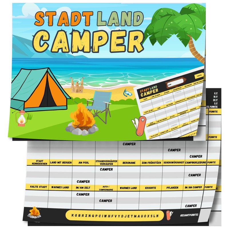 City Country Camper Game Gift DIN A4 50 Pages Paper