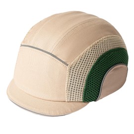 Safety Bump Cap Baseball Cap Style Hard Hats for Men Women Lightweight Safety Hat with Reflective Stripes(Khaki,Micro Brim)