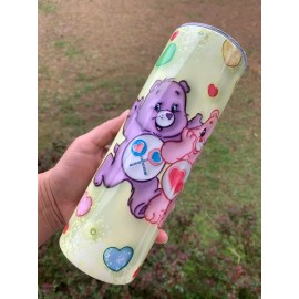 Handmade Care Bears Tumbler 20oz Cup Mug Hot Cold Drinks w/ Lid Straw Stainless