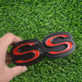 1Pc 1970 Chevy Chevelle El Camino Super Sports SS Front Grille Emblem with Retainers Replacement for SS (Black Red)