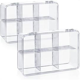 com-four® 2 x Storage Boxes for Tea and Tea Bags - Transparent Plastic Tea Box with 6 Compartments - Tea Box for Tea Storage (Pack of 02 - Without Inscription)