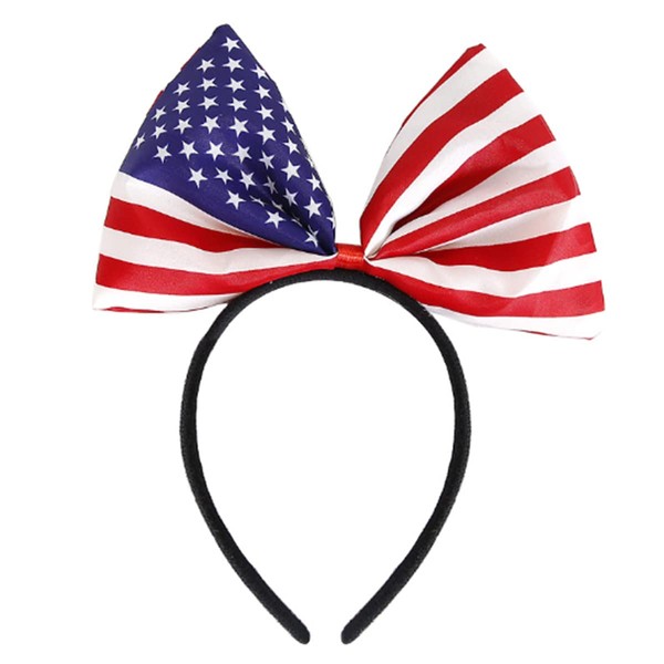 QDTK USA Flag Bow Headband Bowknot Patriotic Hair Band Head Bopper for Women 4th of July Memorial Day Flag Hair Accessories Party Supplies Favors Decorations
