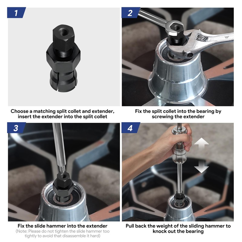 ZUXUSE Motorcycle Bearing Puller Kit, Blind Bearing Puller Kit, Slide