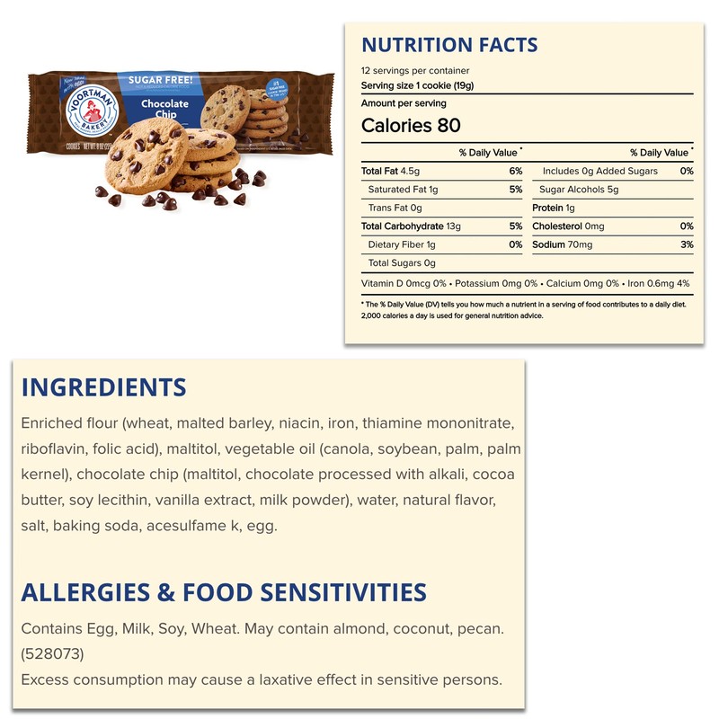 Voortman Sugar Free Cookies - Variety Pack - Chocolate Chip