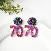 RareLove 70th Birthday Earrings for Women, Pink Number 70 Colorful