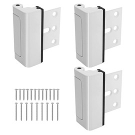 Saihisday 3PCS Home Security Door Reinforcement Lock, Add Home Security to Prevent Unauthorized Entry, Aluminum Privacy Door Lock with 7 Screws for Inward Swinging Door (White)