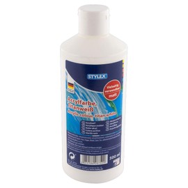 Stylex 28750 Water-Based Acrylic Paint, 500 ml Bottle in Titanium White, Matte, High Coverage and Colour Power, Light-Resistant, Quick-Drying and Waterproof