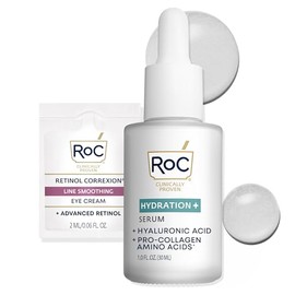 RoC Hidratación+ Suero de Ácido Hialurónico para la Cara, Hidratante, Relleno, Sin Fragancia, Fórmula Ligera con Proteínas de Colágeno (1 Onza) con Pa