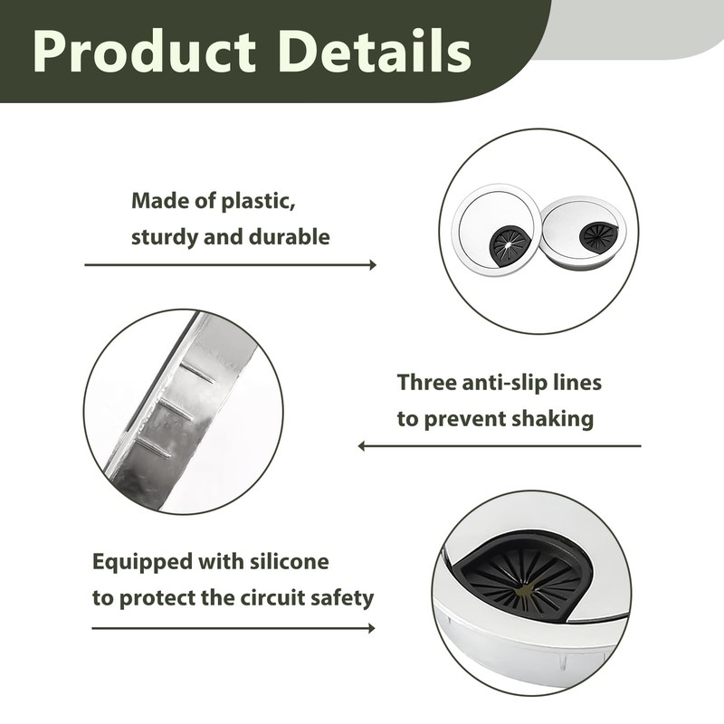 4 Pcs Desk Grommet Kit, Cable Hole Cover, Computer Desktop