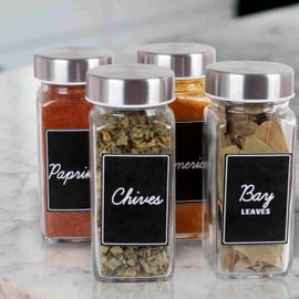 Orii Black Rectangular Spice Labels Stickers for Spice Jars|160 Pre-Printed +20 Blank Labels Spice Container Storage | Preprinted Labels for Kitchen Pantry | Herb Seasoning Labels for Jars