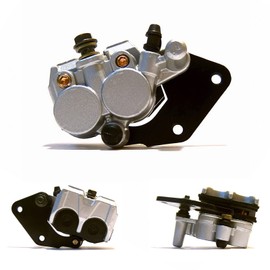 Brake Caliper 2 Piston Design Interchangeable Carrier Plate for Chinese Scooters 2 & 4 Stroke - e.g. for AGM Benzhou Hyosung Jack Fox Znen Zonghen Jmstar Motino Jonway Jmstar MKS Baotian Peugeot Kree. Idler Flex Tex CH YY50QT Ering Thurbo Adly Rieju Suki