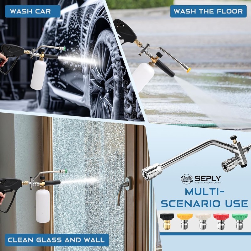 Foam Cannon Dual Connector Accessory, Pressure Washer Double Tip Attachment