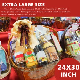 Morepack Shrink Wrap Bags for Gift Baskets, 24x30 inches Clear PVC Heat Gift Basket Shrink Bags 10 Pack