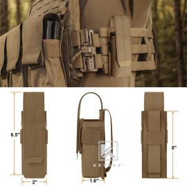 KRYDEX Tactical Flashlight Holster Low Profile Pouch Coyote MOLLE&Belt System