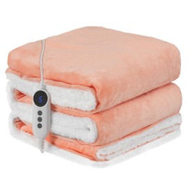 STHYTON Heated Blanket 72"x84" Full Size, Dual-Sided with Soft Flannel & Sherpa Fabric, Electric Blanket with 9 Heating Levels & 2-10 Hours Auto Off, Machine Washable, Light Coral Pink