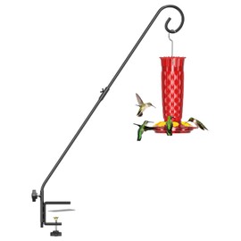 iBorn Deck Hook for Bird Feeder, Hummingbird Feeder Hanger for Deck Railing, Heavy Duty Deck Hanger for Outdoors Hanging, 360° Rotatable Arm, Solid Wire, 28 Inch, Pack of 1