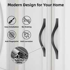 ELEBUILD 10 Pack, 5 Inch(128MM), Matte Black, Cabinet Pulls Cabinet Hardware Kitchen Cabinet Handles for Bathroom Drawer Pulls Dresser Pulls