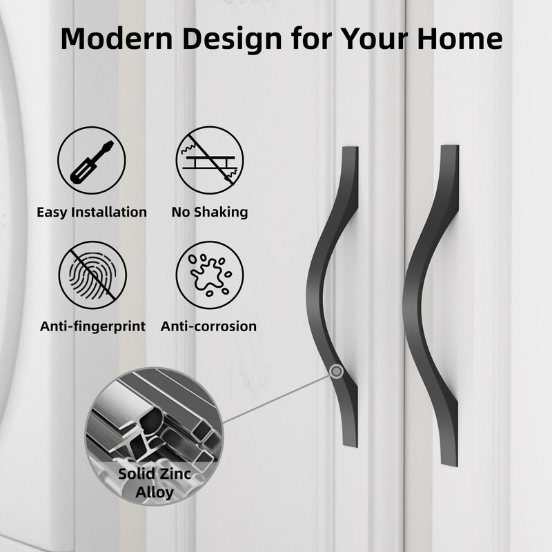 ELEBUILD 10 Pack, 5 Inch(128MM), Matte Black, Cabinet Pulls Cabinet