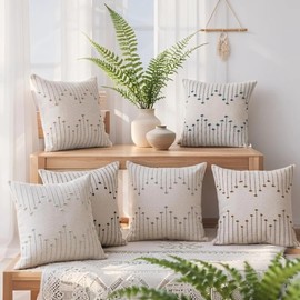 ZONYO Boho Pillow Covers 20x20 Set of 2, Woven Cotton Decorative Throw Pillows for Couch Bed & Living Room, Modern Farmhouse Cushion Case, Bohemian Room Home Outdoor Decor (Pink)