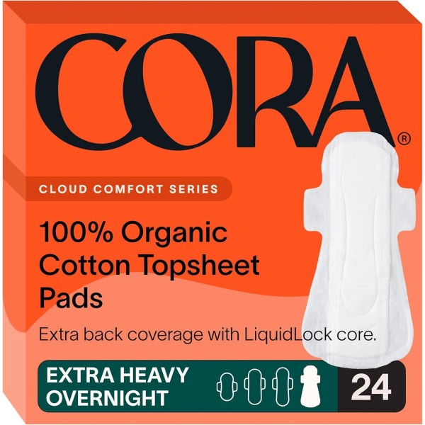 Ultra Cora Organic Cotton Ultra Thin Period Pads Wings Extra