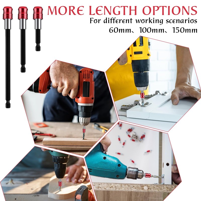 PEOVLVN 3 Pcs Drill Bit Extension, 60/100/150mm Long Drill Bit