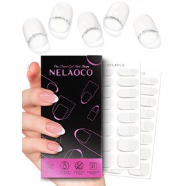 Nelaoco Nail Polish Strips – 32PCS Salon Quality Wraps, Long Lasting Gel Nail Stickers for Women (French Lace White)
