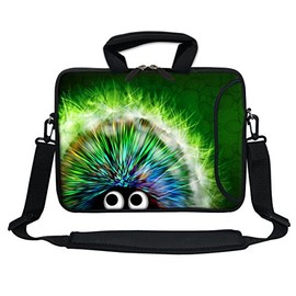 12 Inch Water Resistant Neoprene Laptop Bag with Reinforced Zipper, Strap, Pockets, Fits 11.6" to 12.3" Laptops - Cute Hedgehog